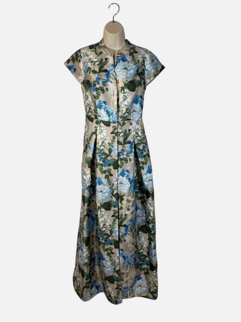 Sachin & Babi Women's Beige Marta Floral Button-Front Gown Dress Size 2